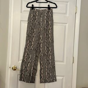 Long Wide-Leg Snakeskin Pants
